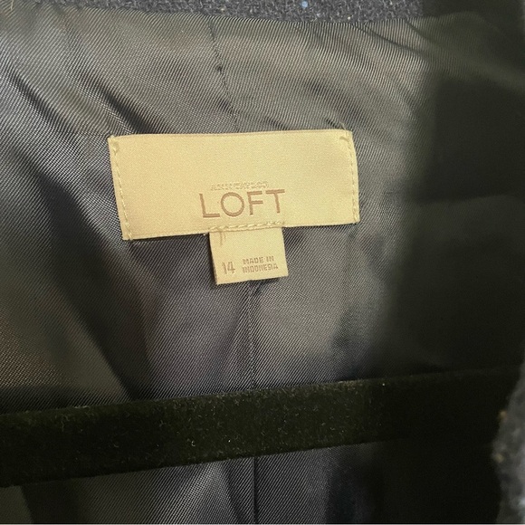 Loft Navy Confetti Wool Blend Single Button Ladies Blazer Size 14 - Picture 2 of 11